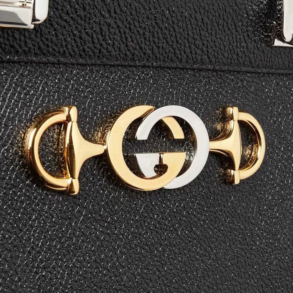 Gucci Black Grainy Leather Zumi Medium Tote Bag - Picture 7 of 12